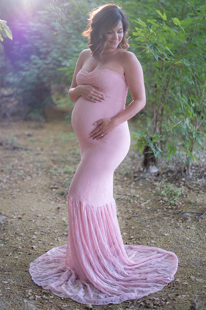 strapless maternity gown