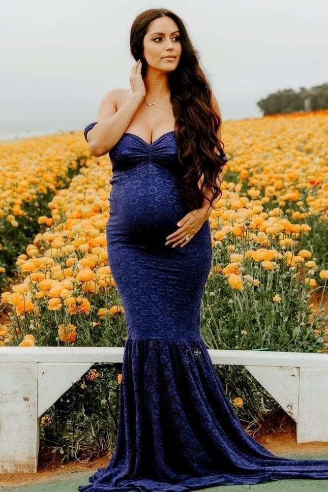 drop sleeve maternity gown