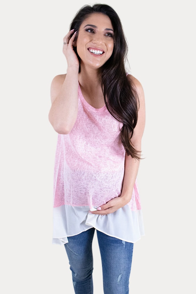 pink maternity tank top