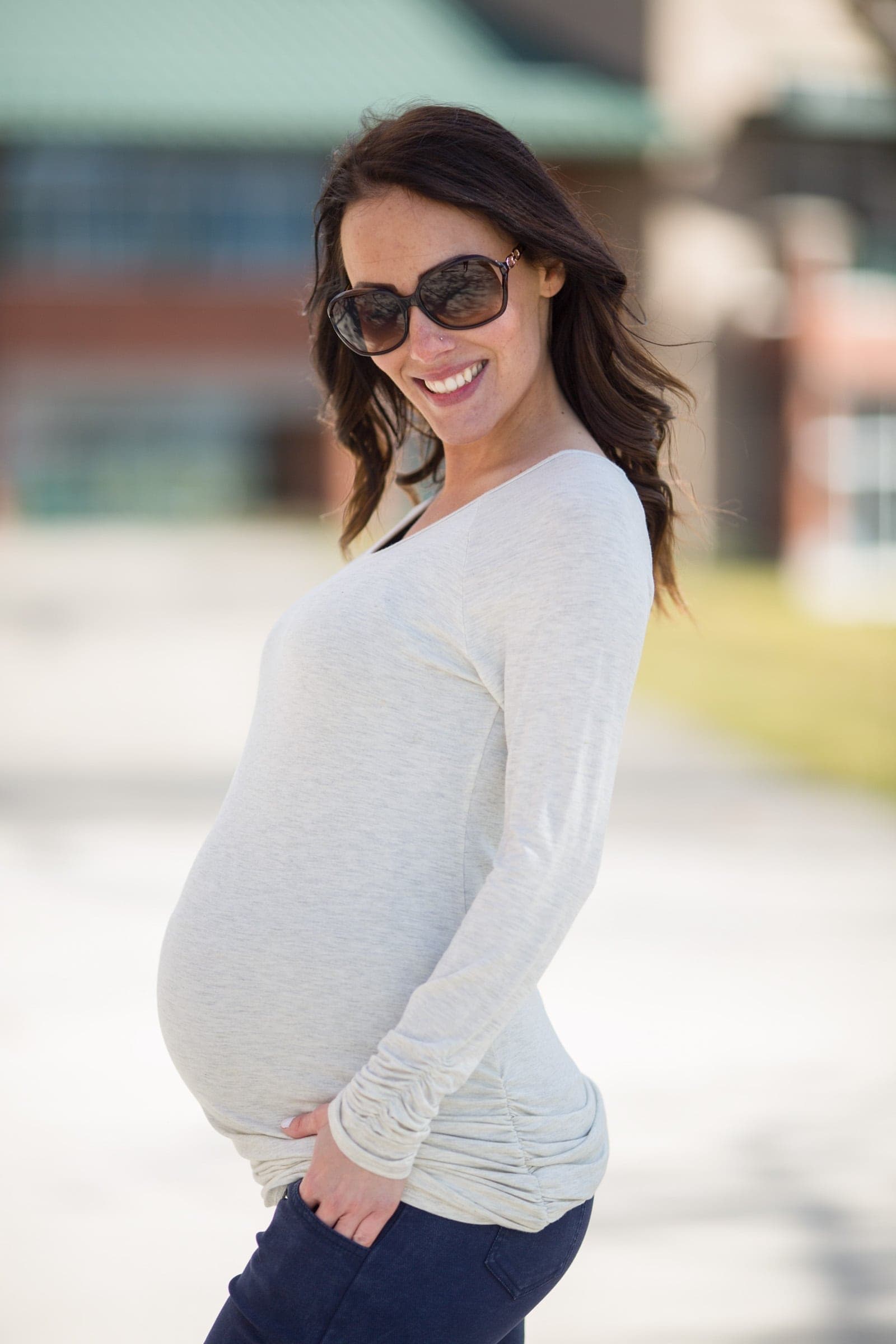Long Sleeve Scoop Neck Maternity Tee