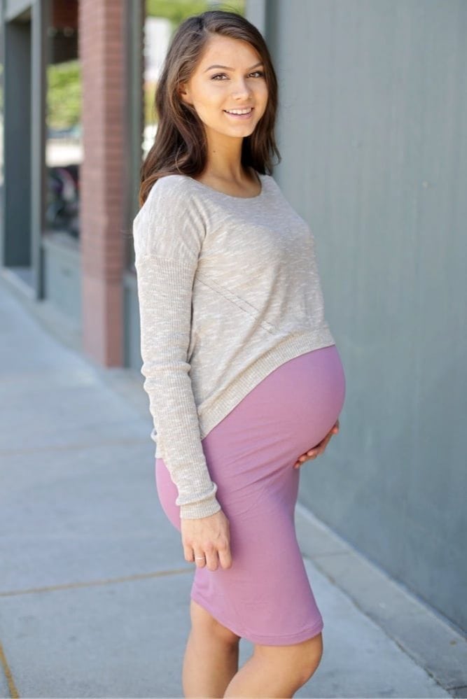 mauve maternity skirt