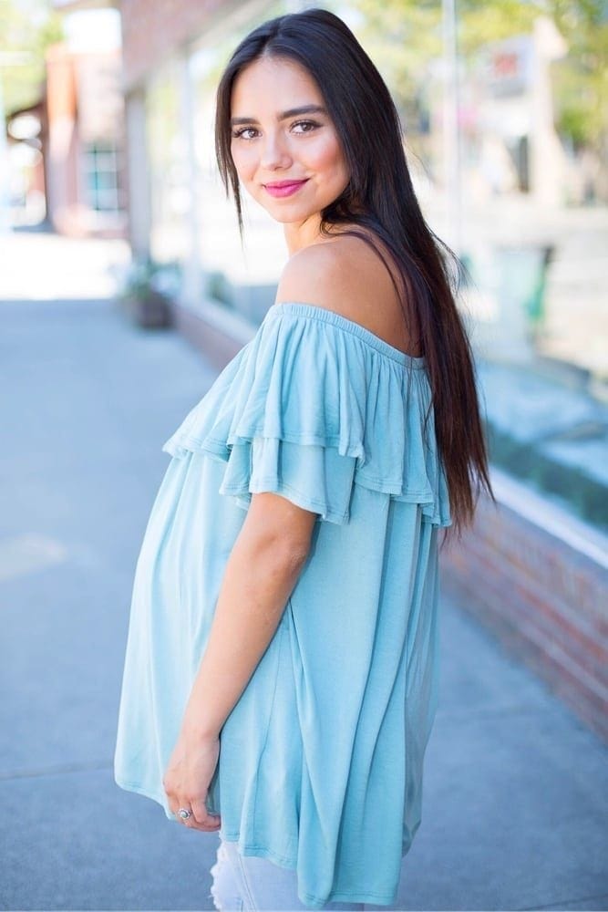 Off the shoulder maternity top