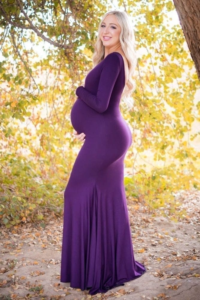 scoop back maternity gown