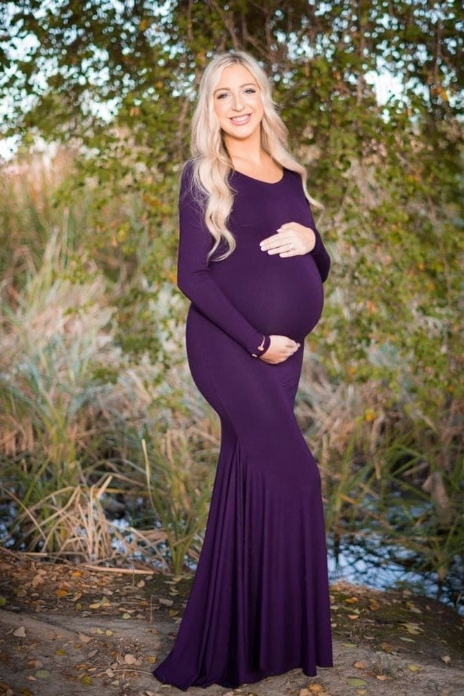 scoop back maternity gown