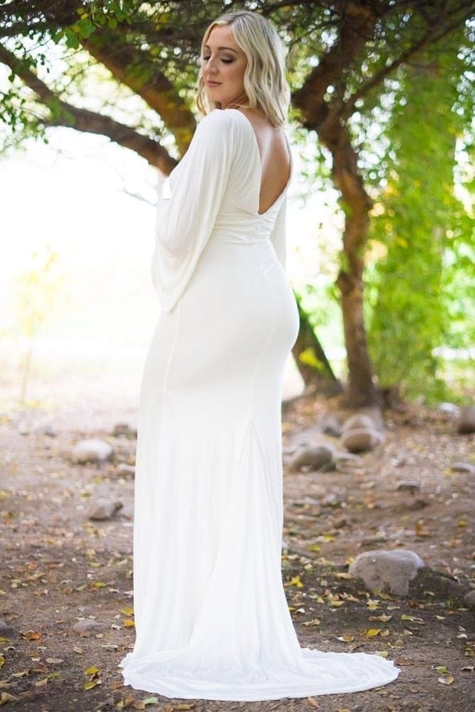 bell sleeve maternity gown