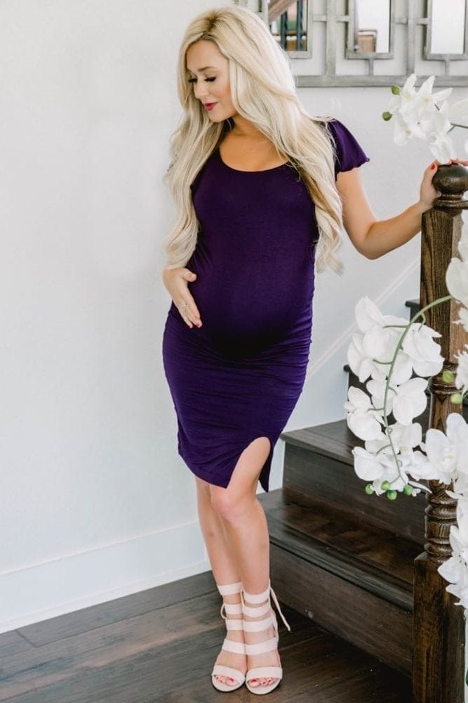 ruffle sleeve maternity dress