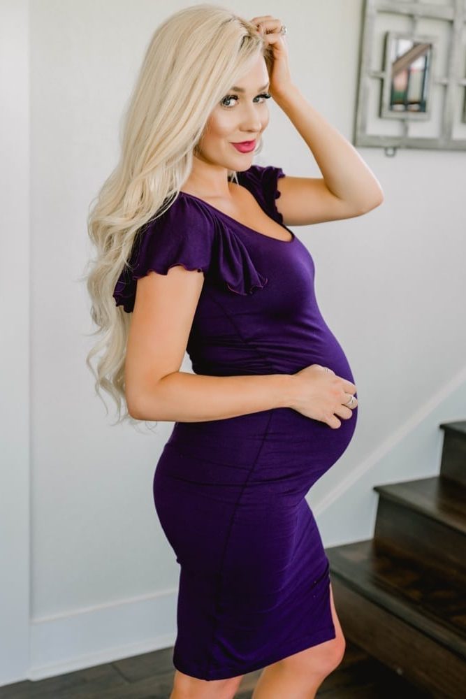 ruffle sleeve maternity dress
