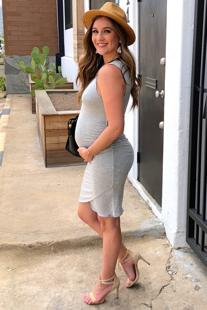 rushed maternity dress