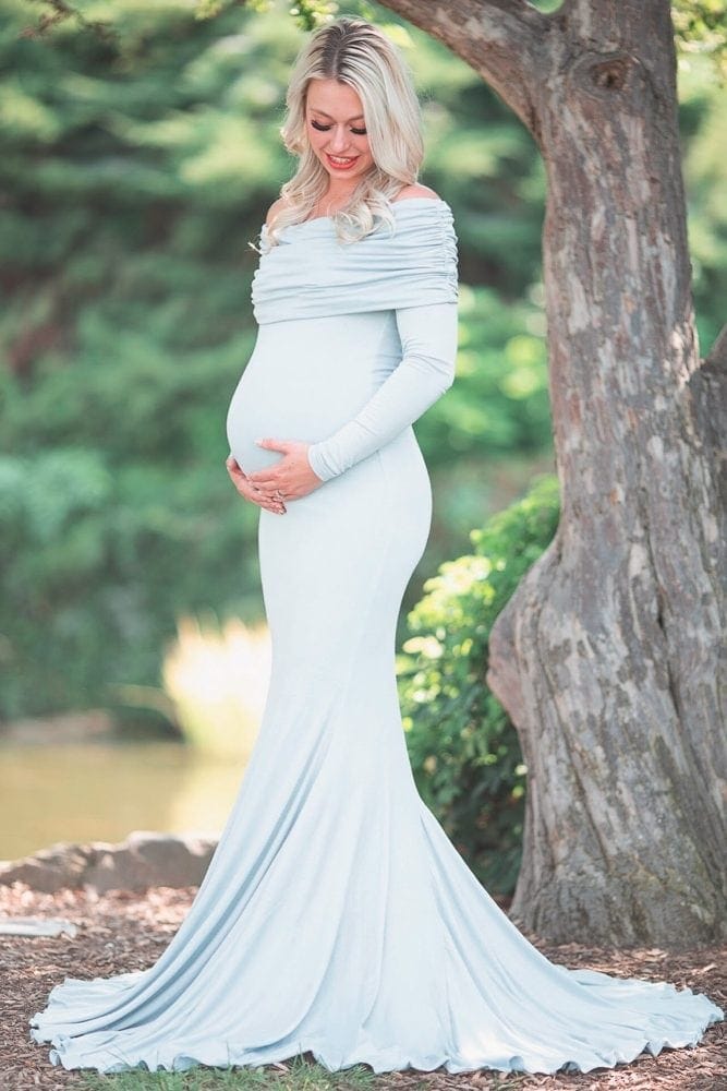 flared maternity gown