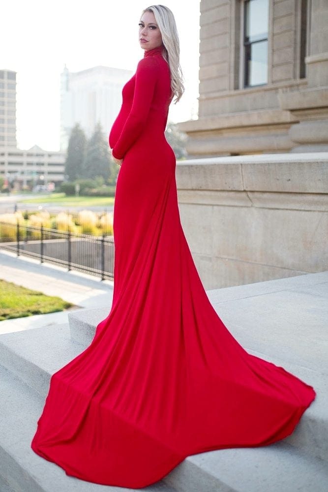 turtleneck maternity gown