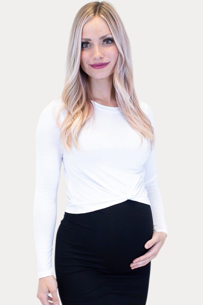 long sleeve maternity crop top