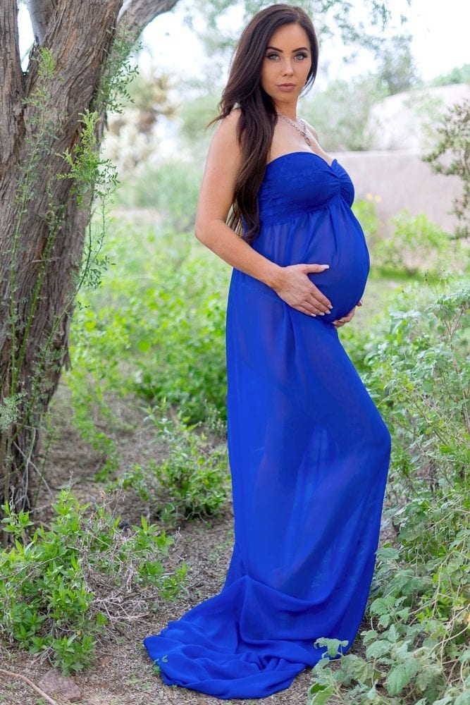 chiffon and lace maternity gown