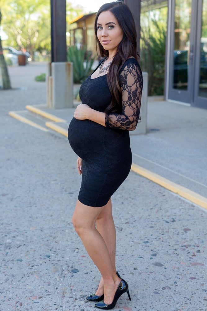 lace sleeve maternity dress