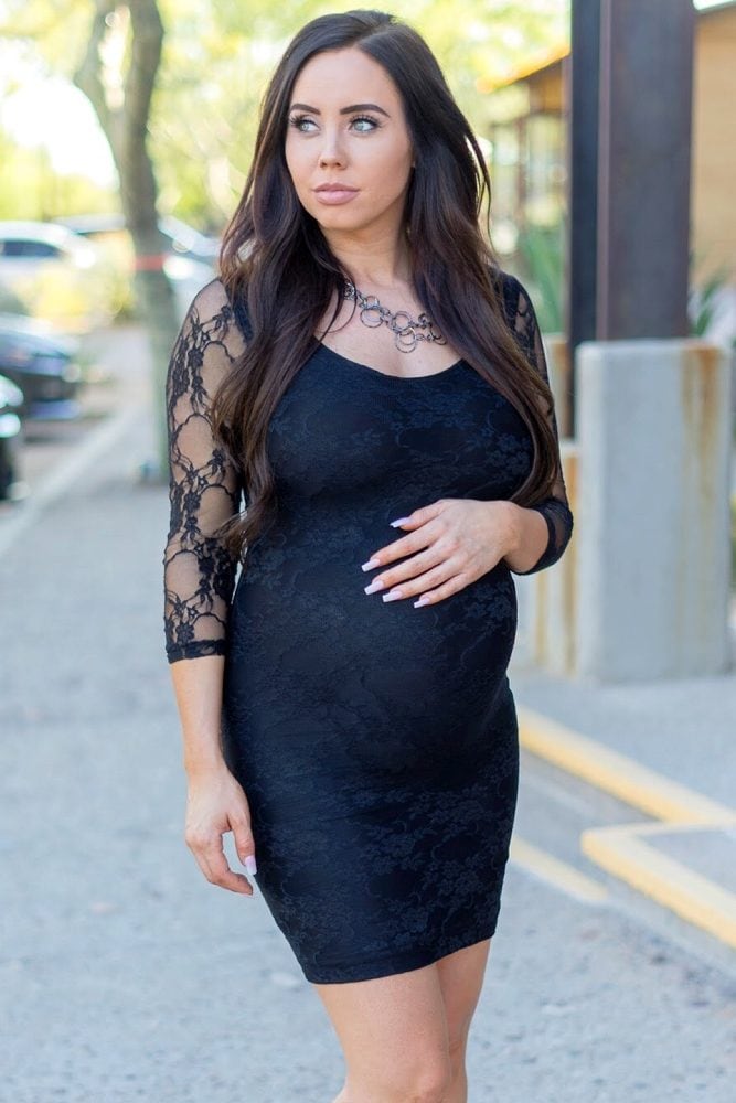 lace sleeve maternity dress