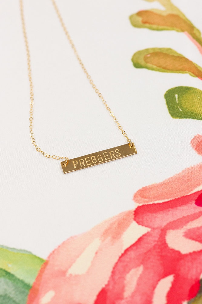 gold preggers bar necklace
