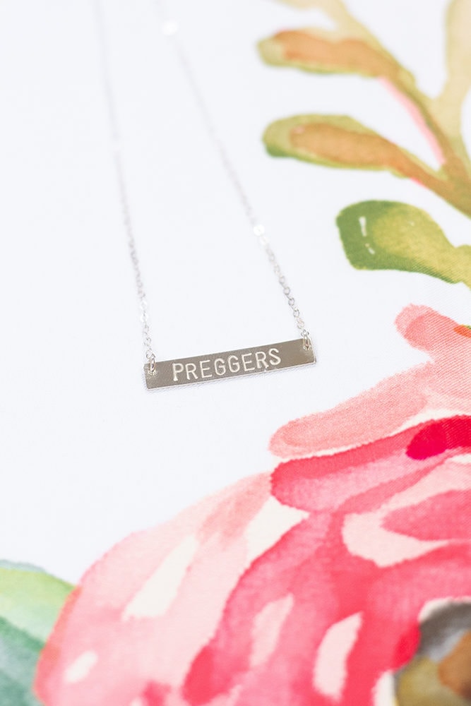 silver preggers bar necklace