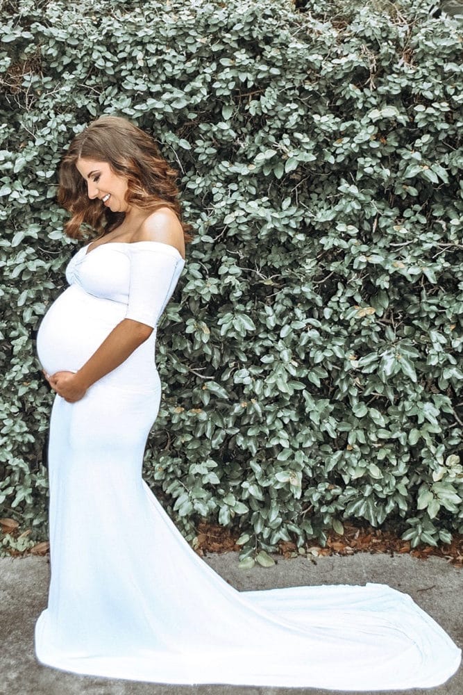 short sleeve maternity wedding dress