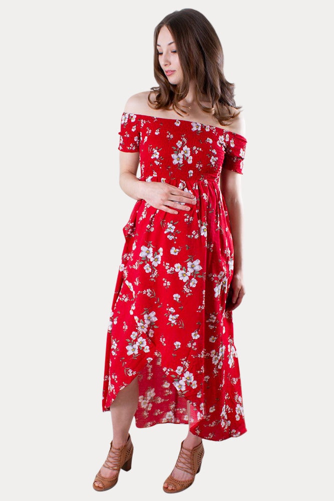 floral wrap maternity dress