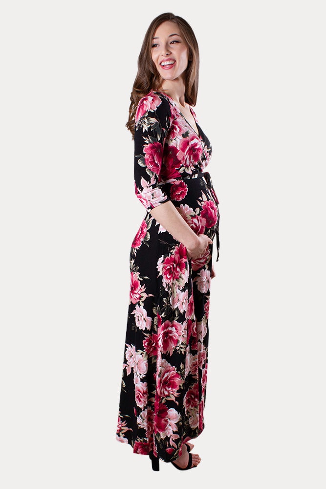 floral maternity dress with tie