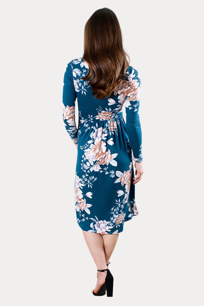 teal floral maternity dress