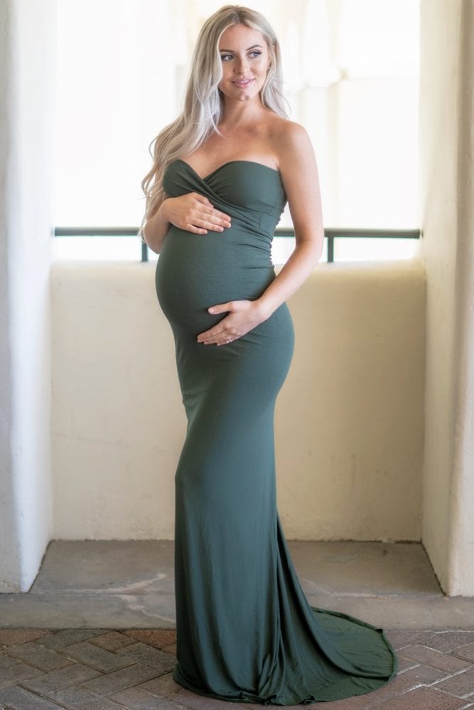 maternity gown with mini train