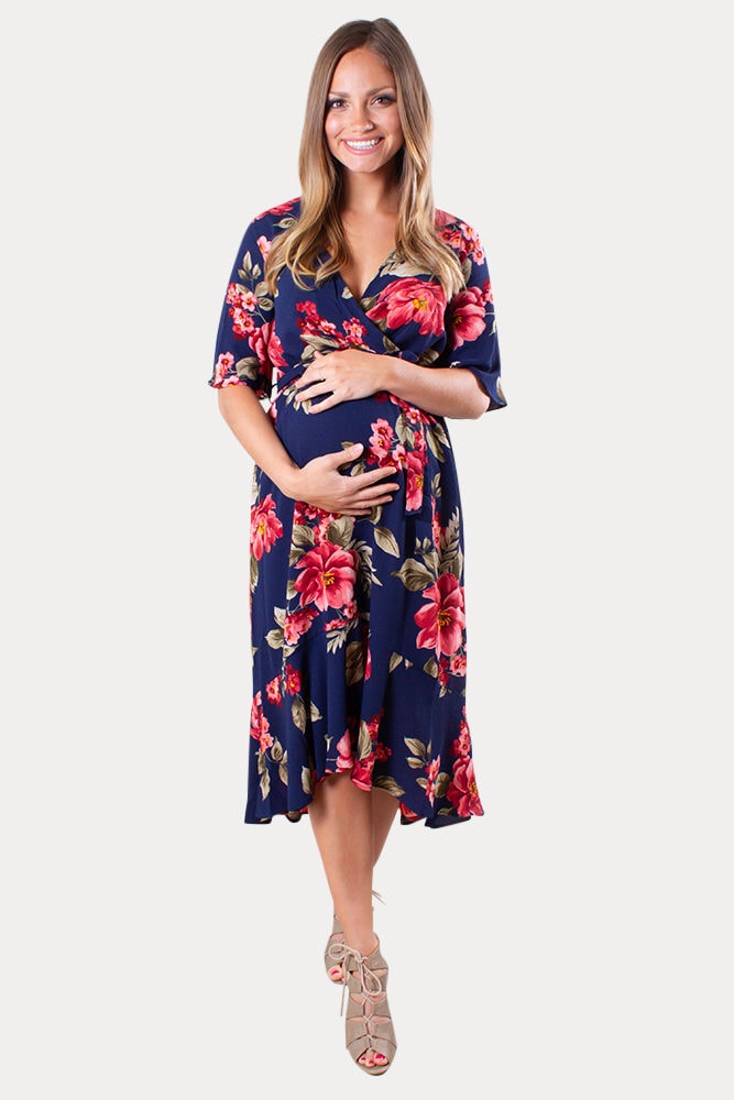floral pregnancy wrap dress