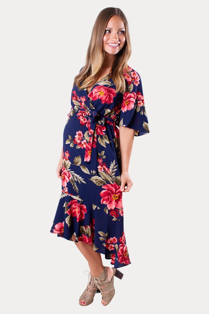 floral pregnancy wrap dress