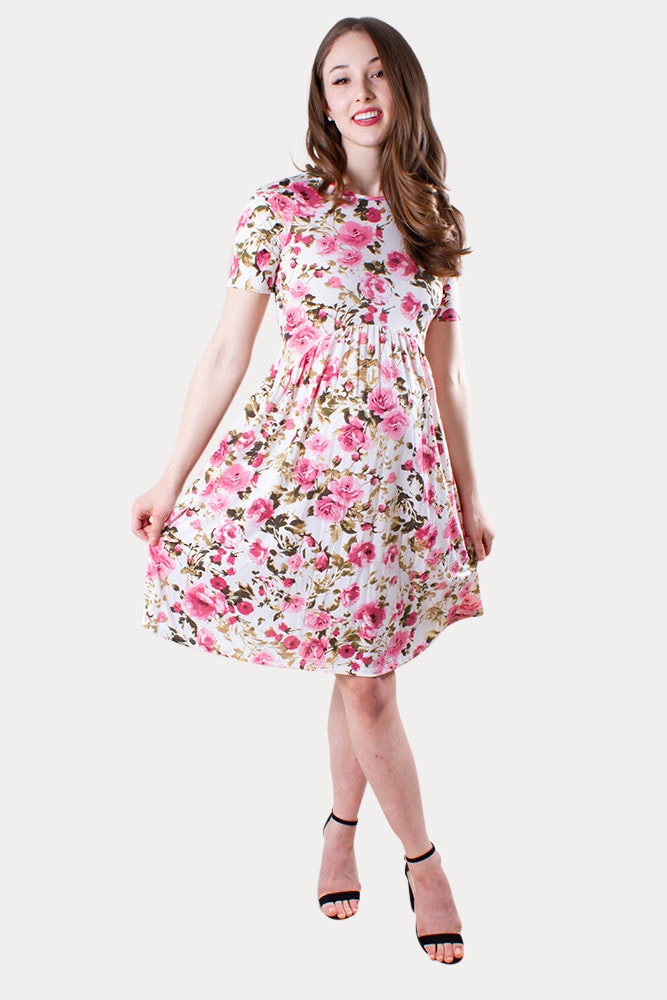 pink floral maternity dress