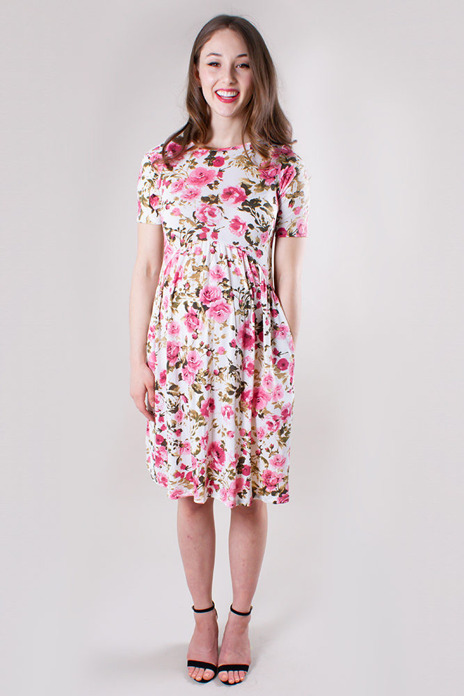 pink floral maternity dress
