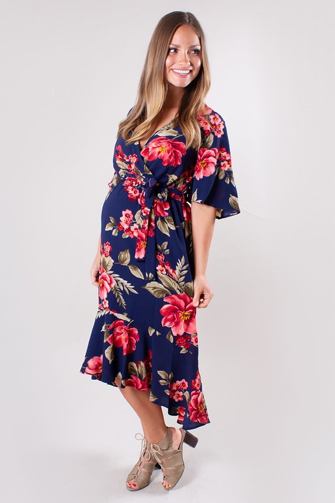 floral pregnancy wrap dress