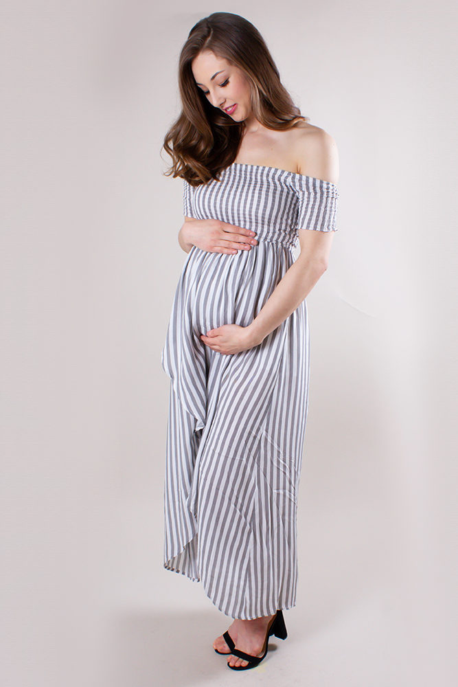 striped maternity wrap dress
