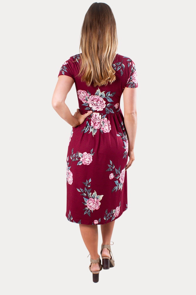 Burgundy floral pregnancy dress