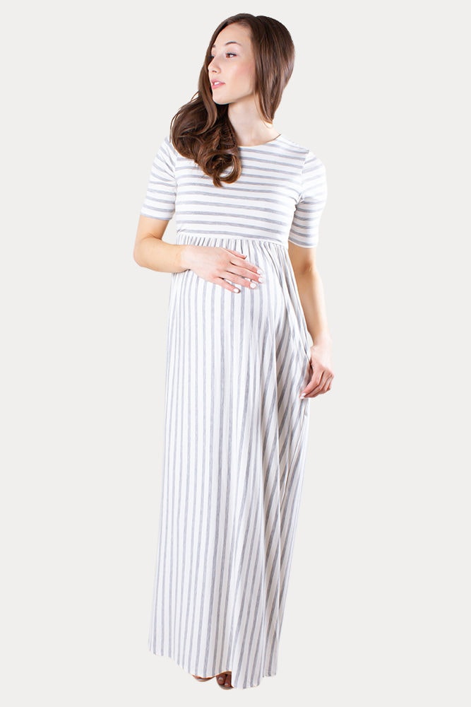 striped maternity maxi