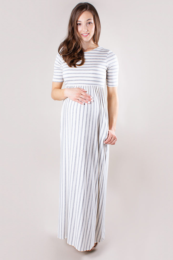 striped maternity maxi