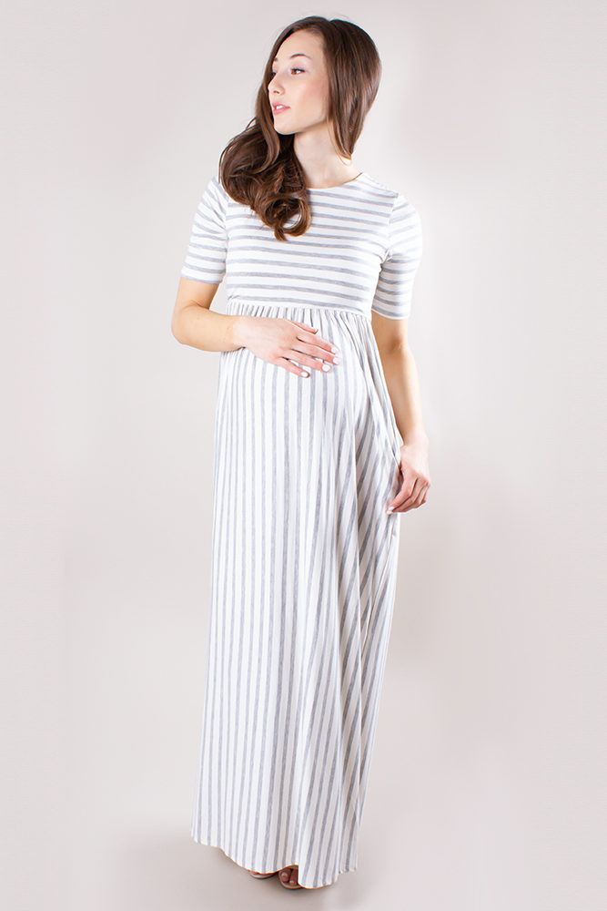 striped maternity maxi