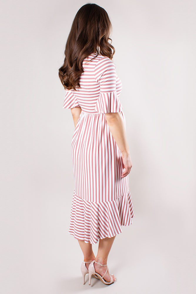 striped midi maternity dress