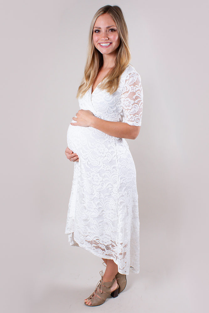 short sleeve lace maternity dress