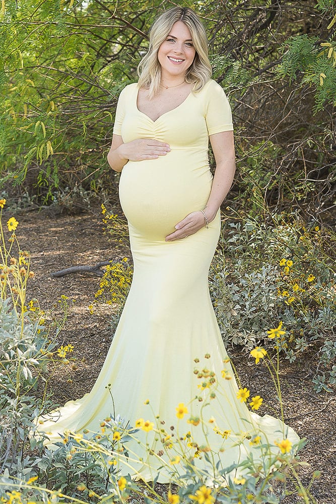 flattering maternity gown