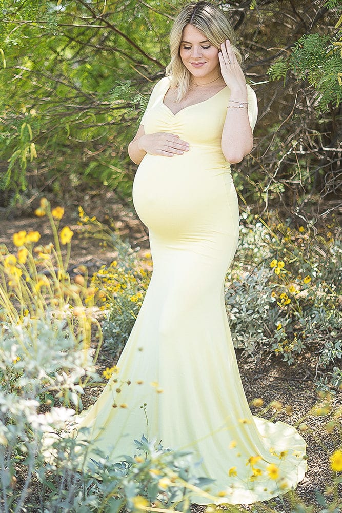 flattering maternity gown