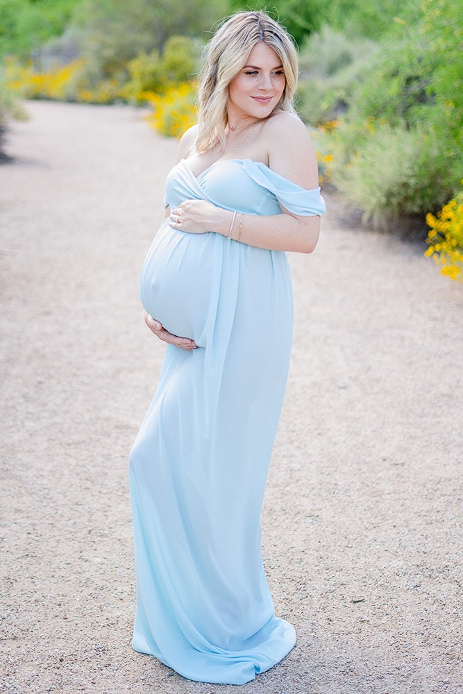 strapless sweetheart maternity gown