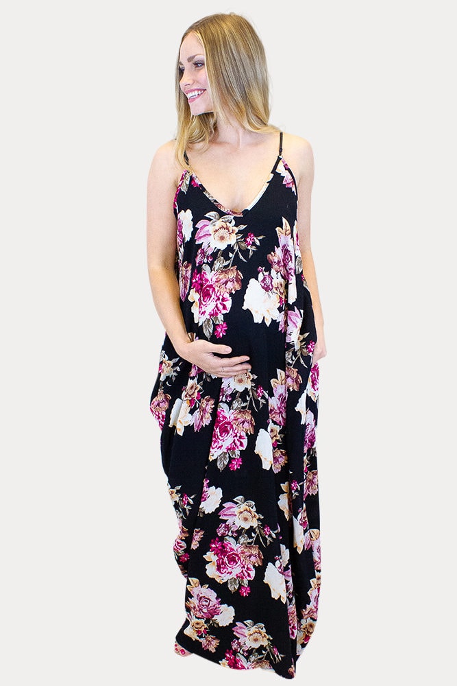 sleeveless maternity maxi dress