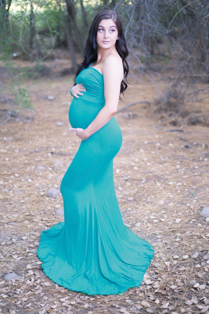 one shoulder maternity gown