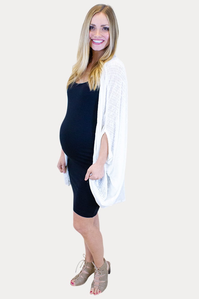 white maternity cardigan
