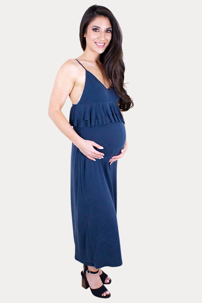 sleeveless maternity jumpsuit