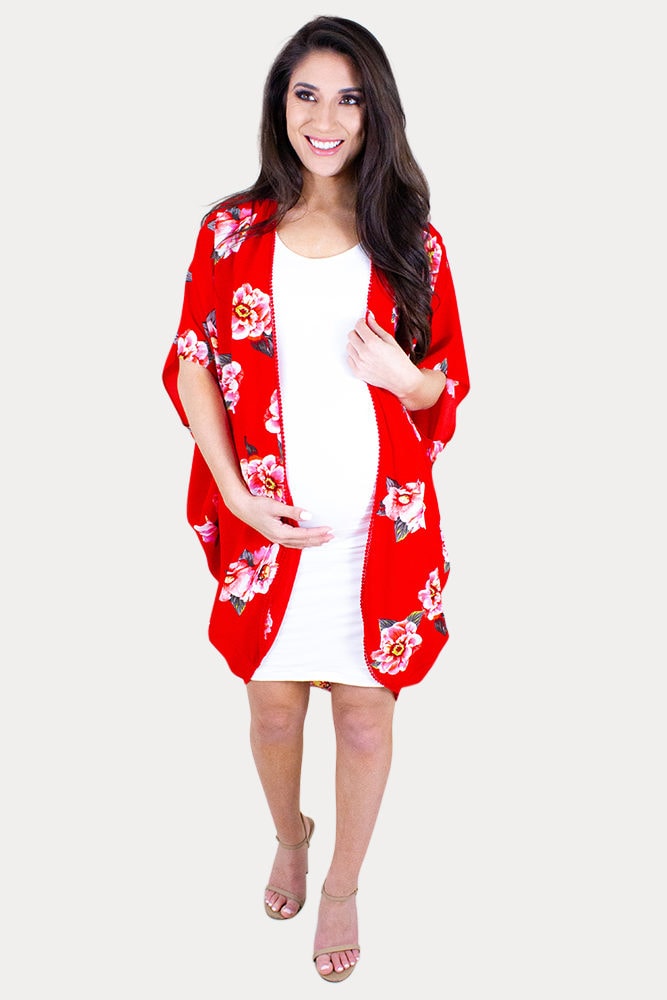 floral pregnancy kimono
