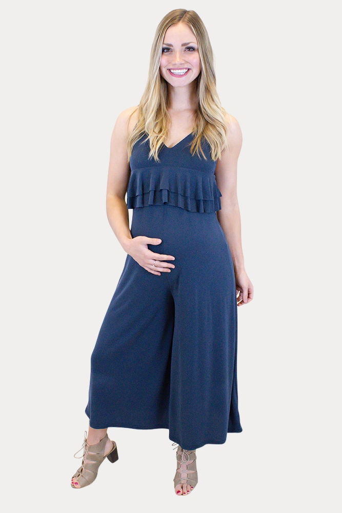 sleeveless maternity jumpsuit