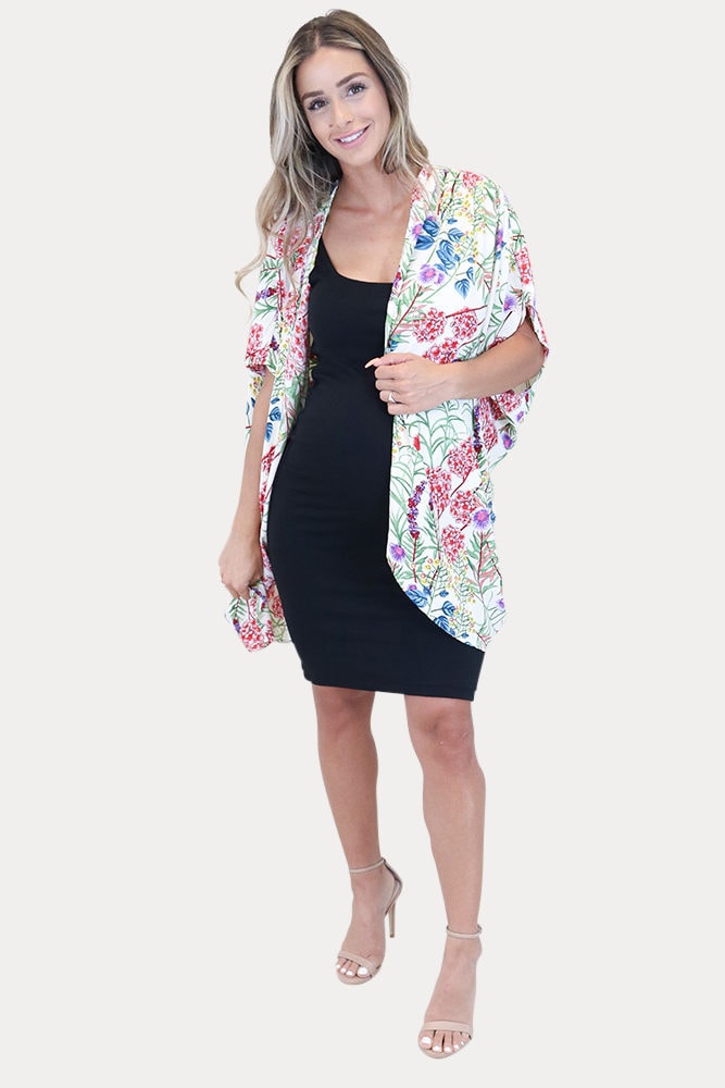 white floral maternity kimono
