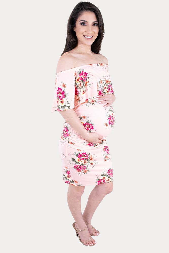 pink bodycon maternity dress