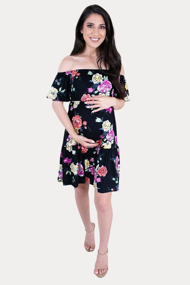 black maternity mini dress