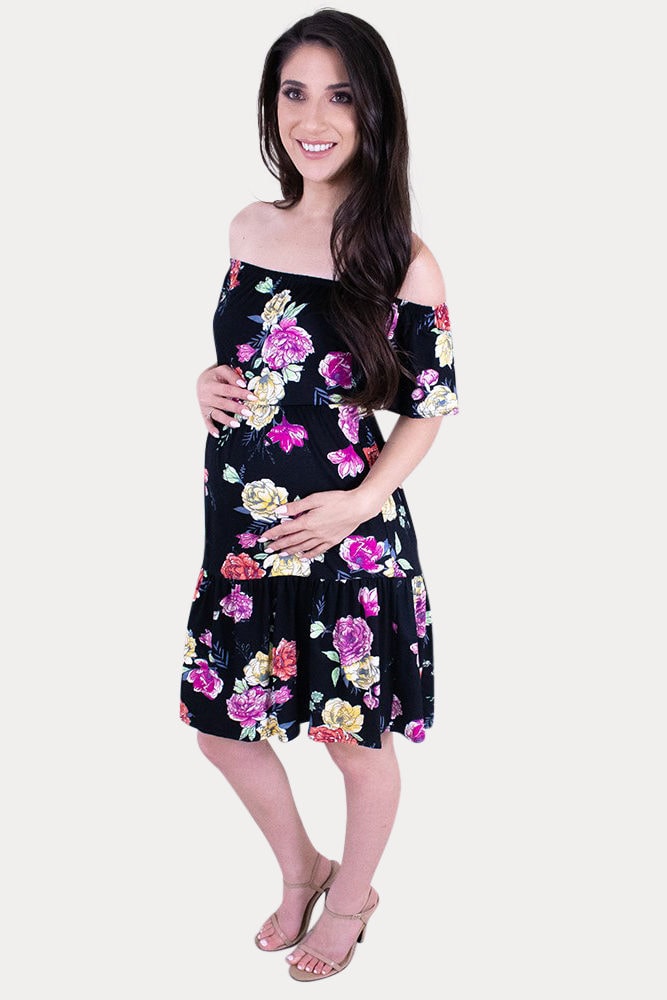 black maternity mini dress